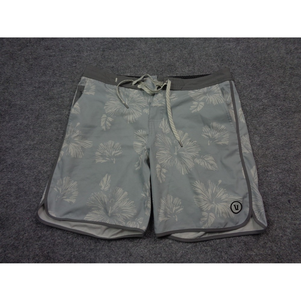 Vuori Kore Short Unlined Mens 30 Gray Floral Woven Drawstring Pockets‎ Run